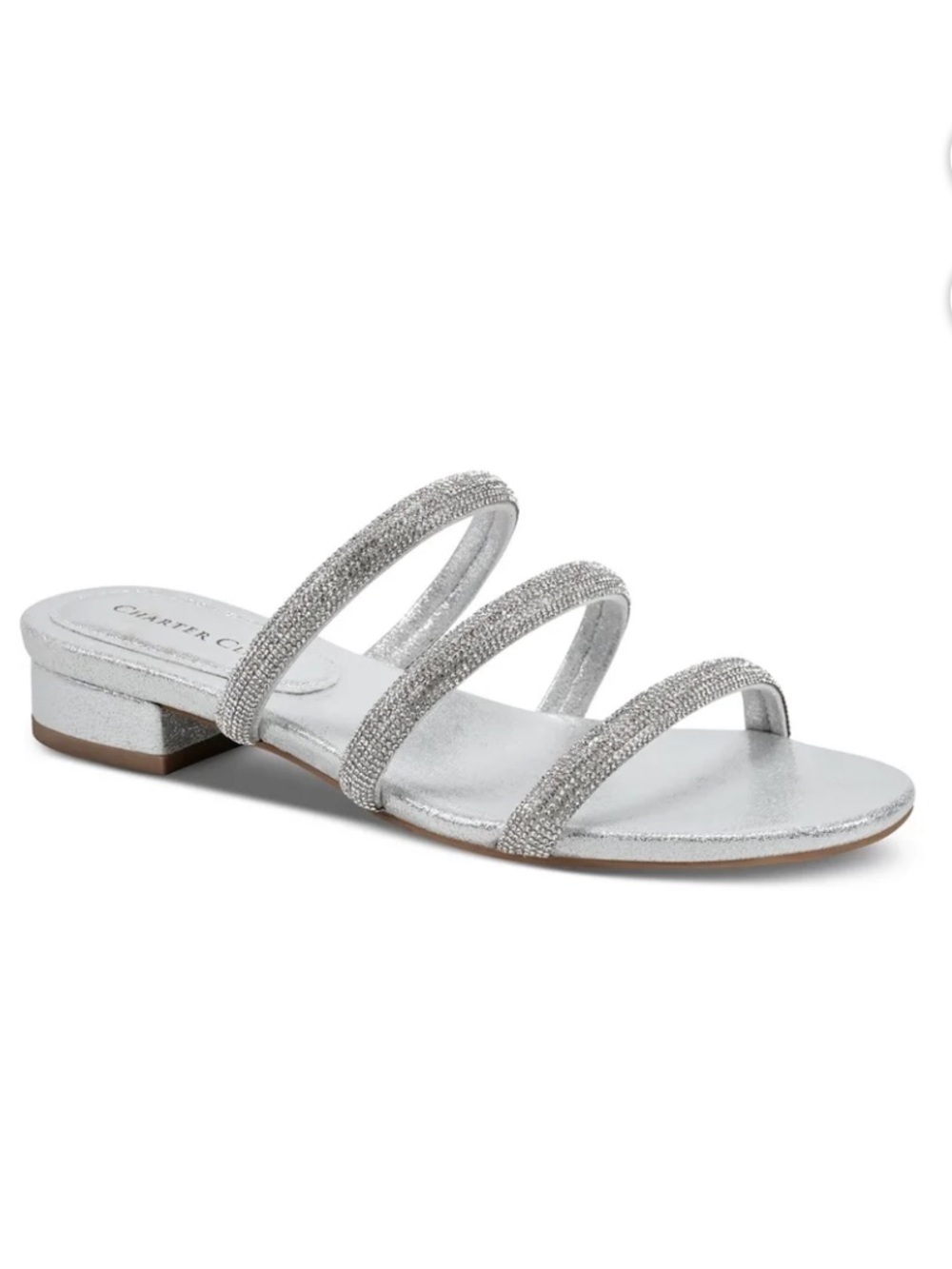 Charter Club Womens Sunnyy Rhinestone Glitter Slide Sandals